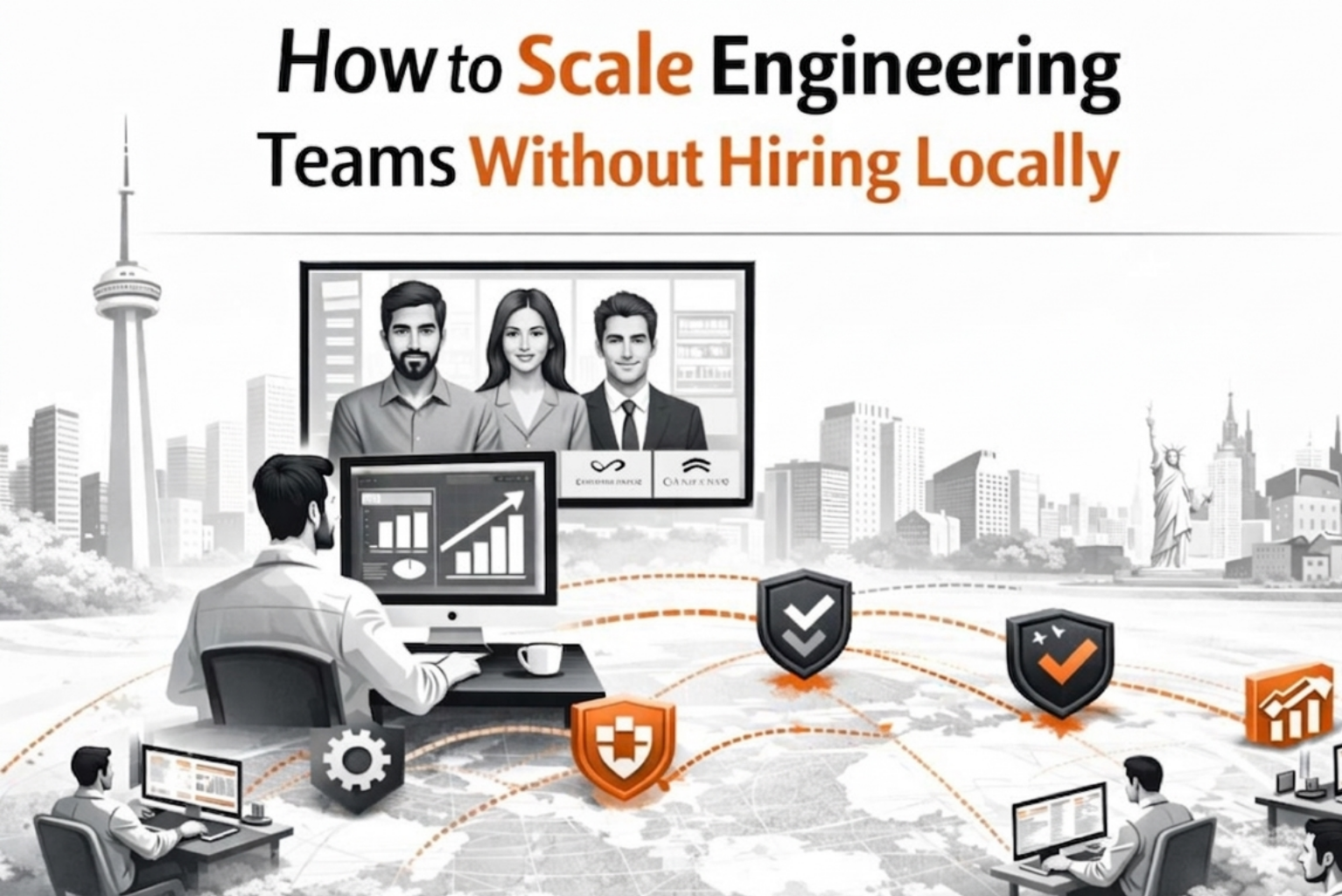 global engineering teams collaborating remotely without local hiring