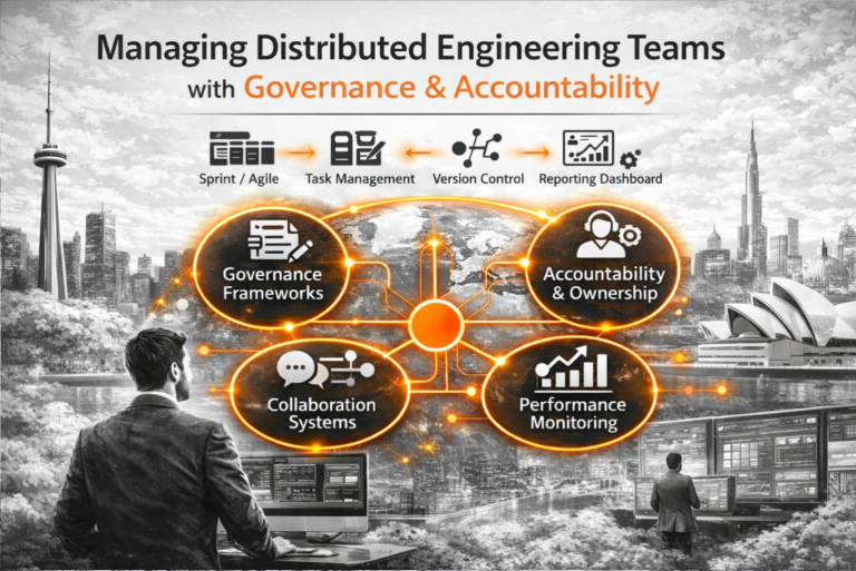 managing distributed engineering teams with governance frameworks and accountability systems